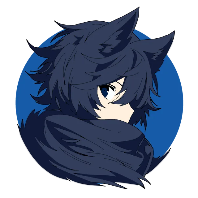Ritsuki's avatar: an anime character with dark blue hair and wolf ears, looking back over one shoulder.